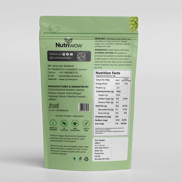 Nutriwow Premium Green Raisins 500g & Roasted & Salted Almonds 200g | Kishmish and Badam | - 700g