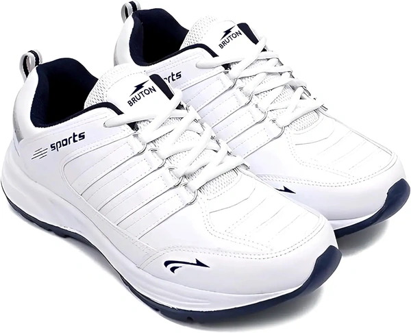 BRUTON Men's Sports Running Walking Shoes. - White, IND-10