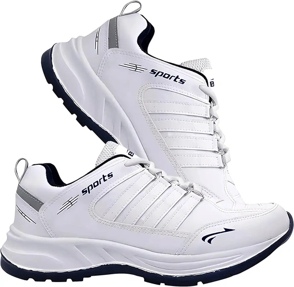 BRUTON Men's Sports Running Walking Shoes. - White, IND-10