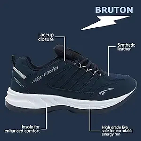 BRUTON Men's Sports Running Walking Shoes. - Navy Blue, IND-6