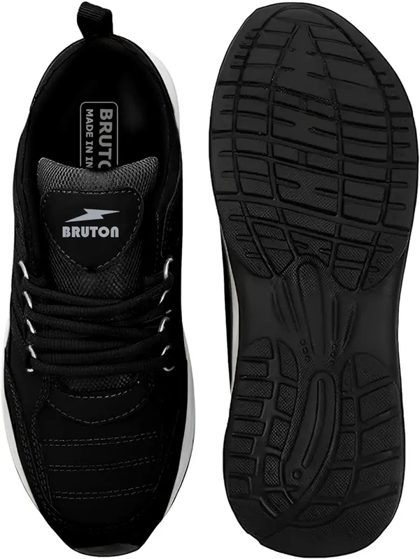 BRUTON Men's Sports Running Walking Shoes. - Black, IND-6