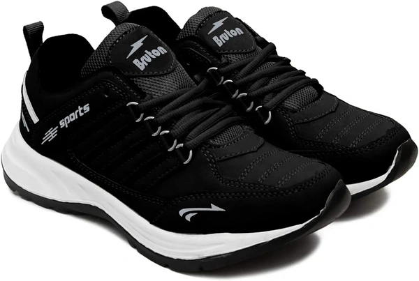 BRUTON Men's Sports Running Walking Shoes. - Black, IND-7