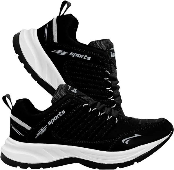 BRUTON Men's Sports Running Walking Shoes. - Black, IND-8