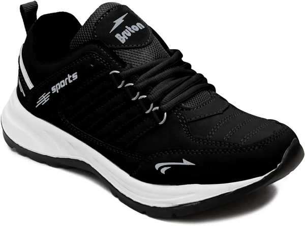 BRUTON Men's Sports Running Walking Shoes. - Black, IND-8