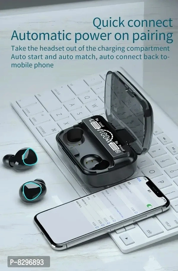 Earbuds In Black Colour With Power Bank System  - Black