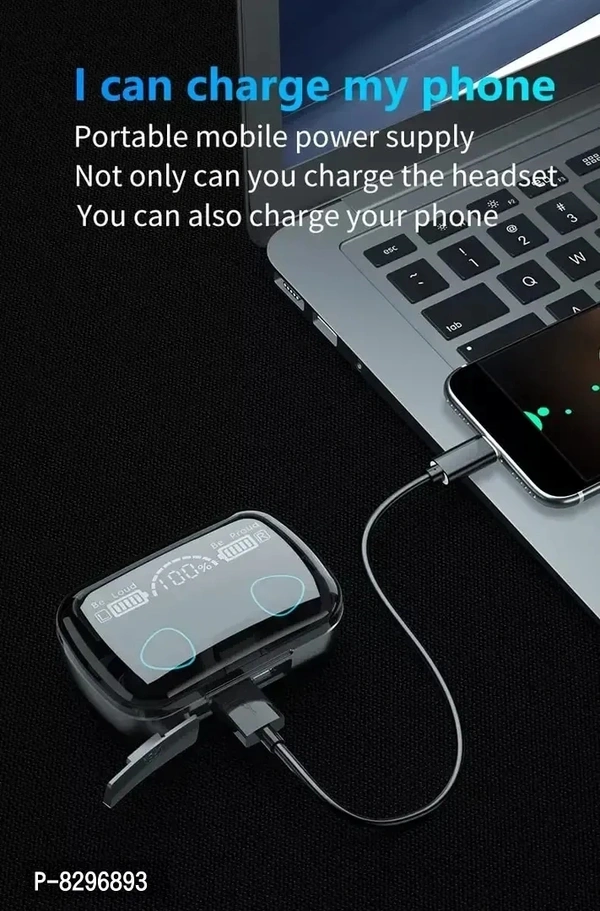 Earbuds In Black Colour With Power Bank System  - Black