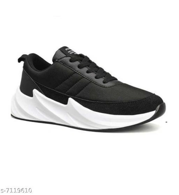 Black Solid Sneakers For Men - Black, IND-10