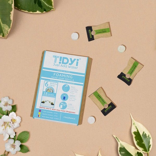 Tidyi Foaming Hand Soap Refills Multi Pack (Scent - Aloe Lavender & Vanilla Coconut) - 6 Refills, Aloe Lavender, 1500 ml / 1.5 ltr