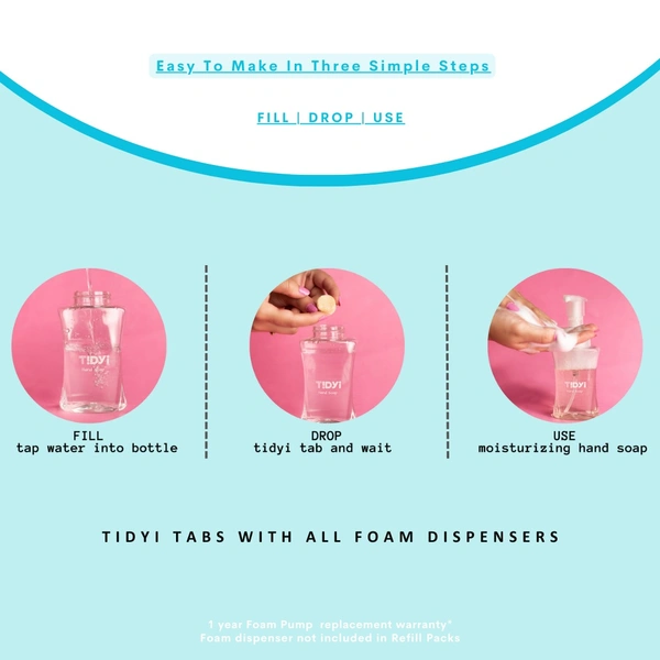 Tidyi Foaming Hand Soap Refills Multi Pack (Scent - Aloe Lavender & Vanilla Coconut) - 6 Refills, Aloe Lavender, 1500 ml / 1.5 ltr