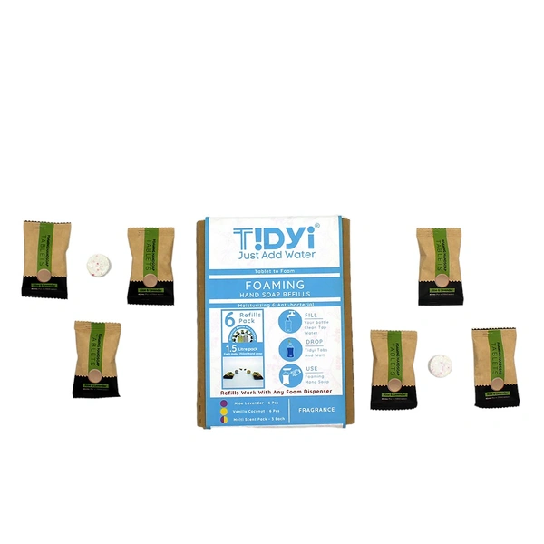 Tidyi Foaming Hand Soap Refills Multi Pack (Scent - Aloe Lavender & Vanilla Coconut) - 6 Refills, Aloe Lavender, 1500 ml / 1.5 ltr