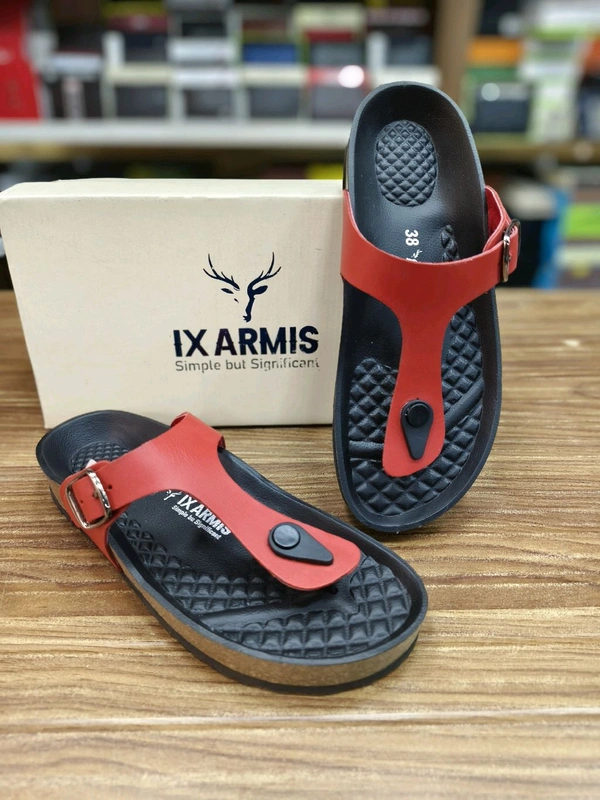 IX Armis Pure Leather Ladies Sandals Y Style - 5, Red