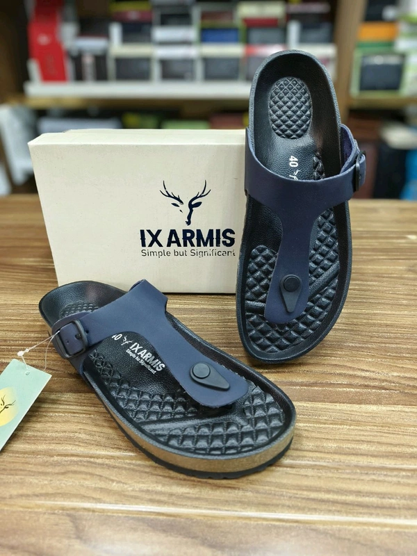 IX Armis Pure Leather Ladies Sandals Y Style - 5, Dark Blue