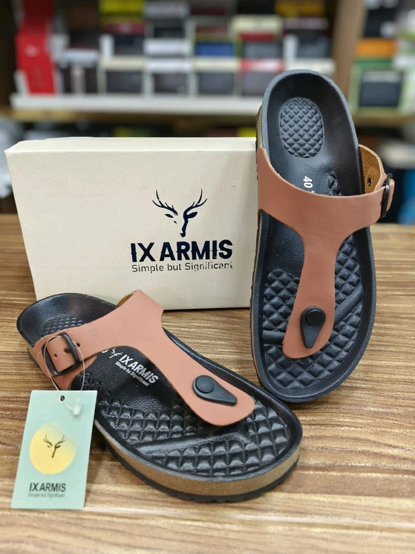 IX Armis Pure Leather Ladies Sandals Y Style - 6, Bourbon