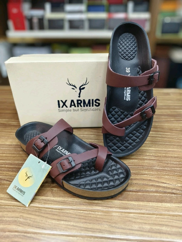 IX Armis Pure Leather Ladies Sandals X Style - 5, Red