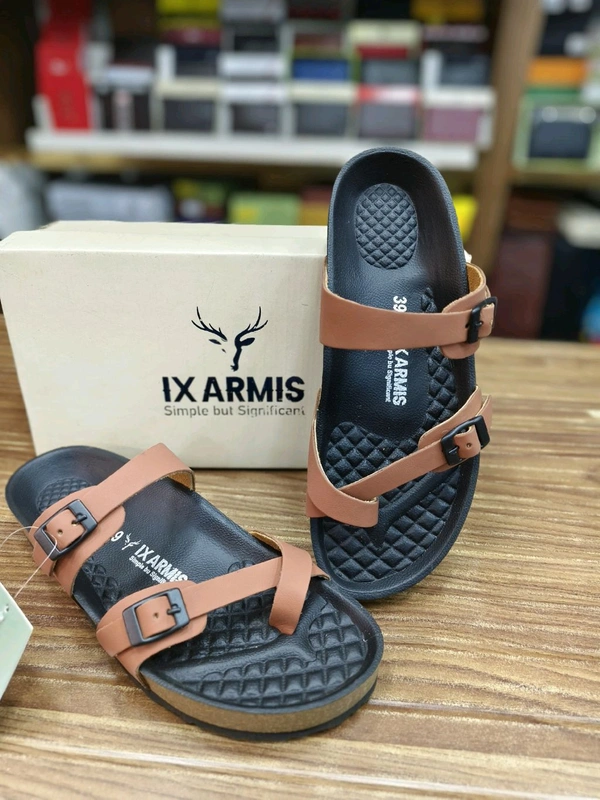 IX Armis Pure Leather Ladies Sandals X Style - 5, Bourbon