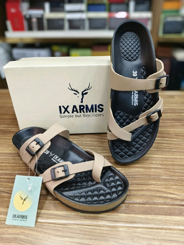 IX Armis Pure Leather Ladies Sandals X Style - 6, Buttermilk