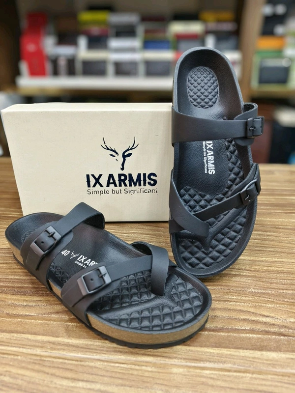 IX Armis Pure Leather Ladies Sandals X Style - 7, Black