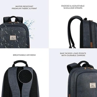 Classical 18" Inches Vegan Leather Laptop Backpack For Men/Women, Navy - Tan