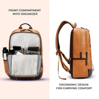 Casual Vegan Leather Laptop Backpack For Men/Women(Tan-Brown)
