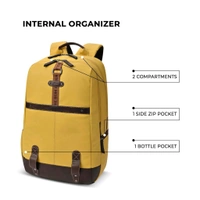 Casual Vegan Leather Laptop Backpack For Men/Women(Yellow-Brown)