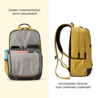 Casual Vegan Leather Laptop Backpack For Men/Women(Yellow-Brown)