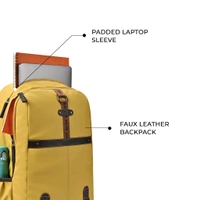 Casual Vegan Leather Laptop Backpack For Men/Women(Yellow-Brown)