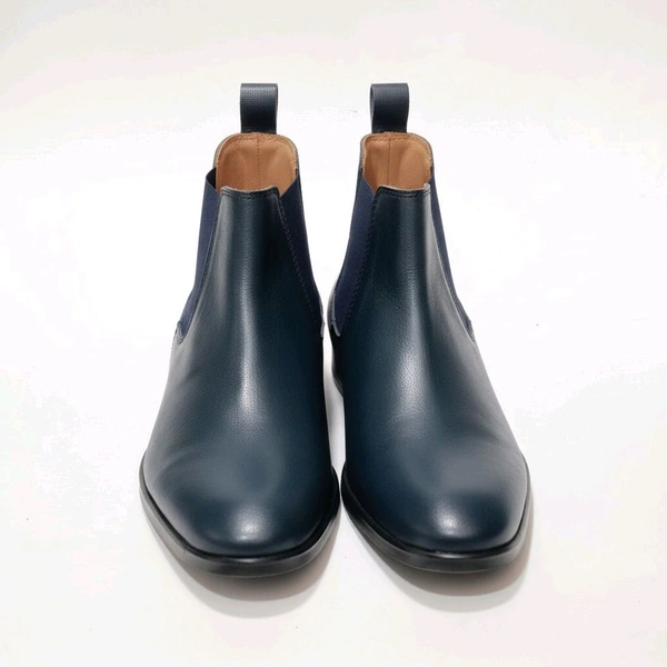 Genuine Leather Chelsea Boots, Premium Blue - 9