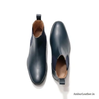 Genuine Leather Chelsea Boots, Premium Blue - 9