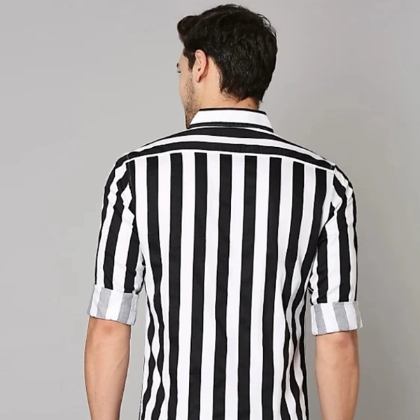 Men's Slim Fit Striped Slim collar Casual Shirt - L
