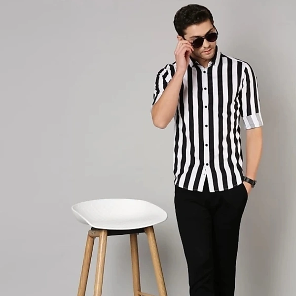 Men's Slim Fit Striped Slim collar Casual Shirt - L