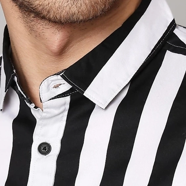 Men's Slim Fit Striped Slim collar Casual Shirt - L