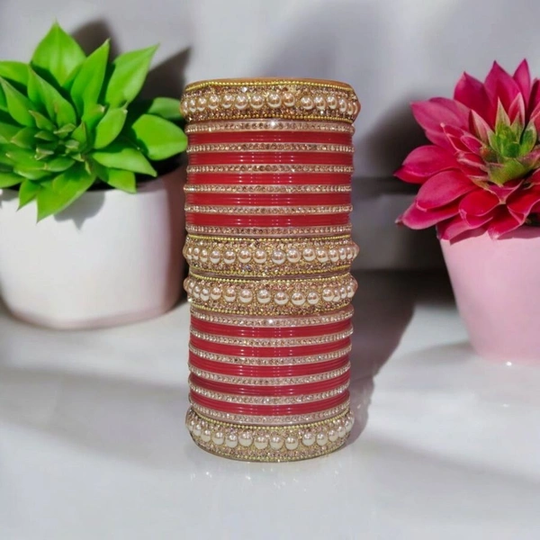 New beautiful fancy red and golden bangle and chuda set for women and girls | party wear bridal chuda set