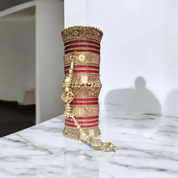 New beautiful fancy red and golden bangle and chuda setfor women and girls | party wear bridal chuda set
