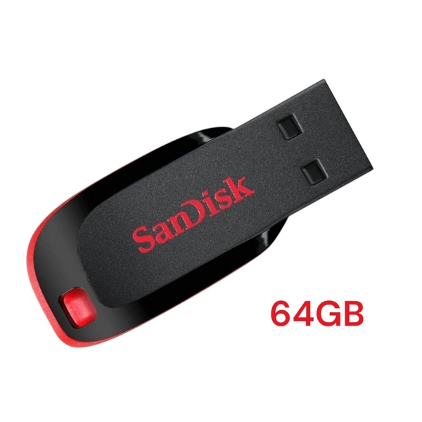 SanDisk Cruzer Blade 64GB, USB 2.0, Flash drive, Pendrive, Red, 5Y Warranty