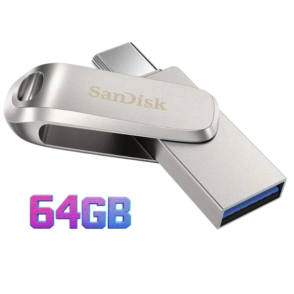 SanDisk Ultra Dual Drive Luxe USB_c Type-C 64GB, OTG, Upto 400MB/S, Pendrive, Silver, 5Y Warranty (SDDDC4-064G-I35)