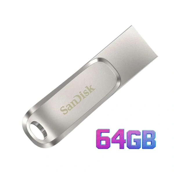 SanDisk Ultra Dual Drive Luxe USB_c Type-C 64GB, OTG, Upto 400MB/S, Pendrive, Silver, 5Y Warranty (SDDDC4-064G-I35)