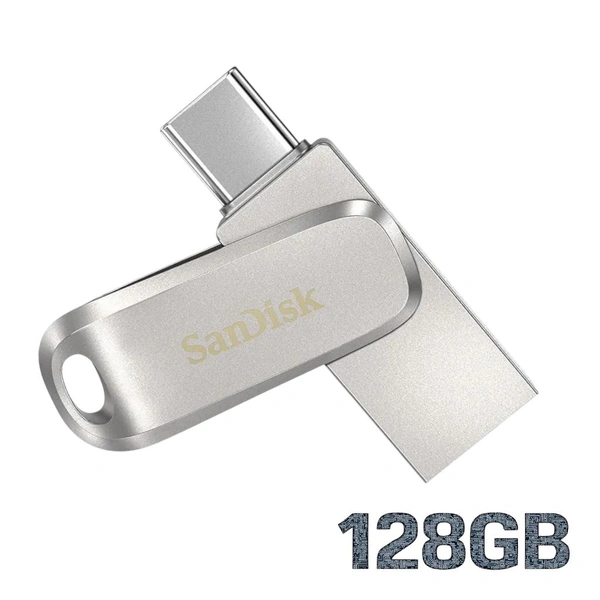 SanDisk Ultra Dual Drive Luxe USB_c Type-C 128GB, OTG, Upto 400MB/S, Pendrive, Silver, 5Y Warranty (SDDDC4-064G-I35)