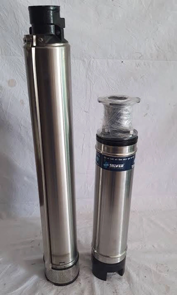 SILVER BOREWELL SUBMERSILE PUMP SETS 4'' Water filled Submersible Pump Sets Radial Flow Submersible Pump Sets - 1.5HP 12STAGE, SSH3