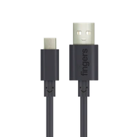 FINGERS FMC-TypeC-09 Mobile Cable with Fast Charging (up to 3.0 A) and Data Transfer - 1 Meter Length, Black