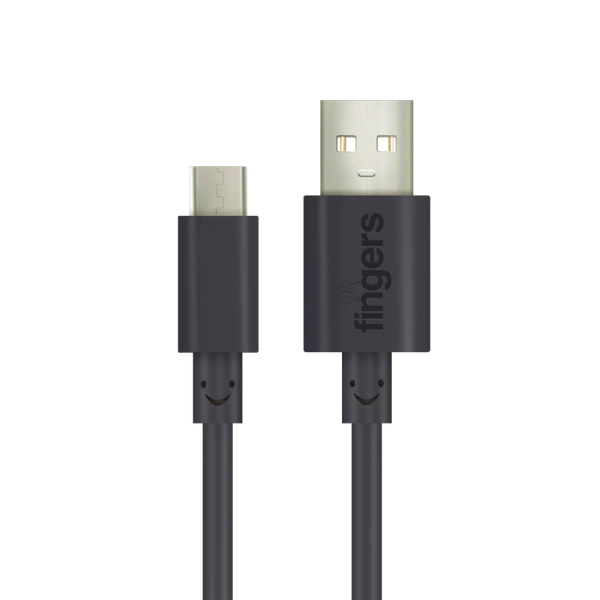 FINGERS FMC-TypeC-09 Mobile Cable with Fast Charging (up to 3.0 A) and Data Transfer - 1 Meter Length, Black