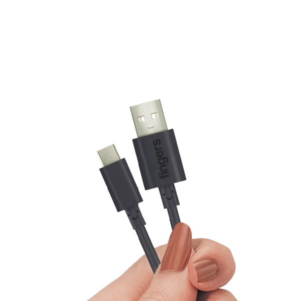 FINGERS FMC-TypeC-09 Mobile Cable with Fast Charging (up to 3.0 A) and Data Transfer - 1 Meter Length, Black