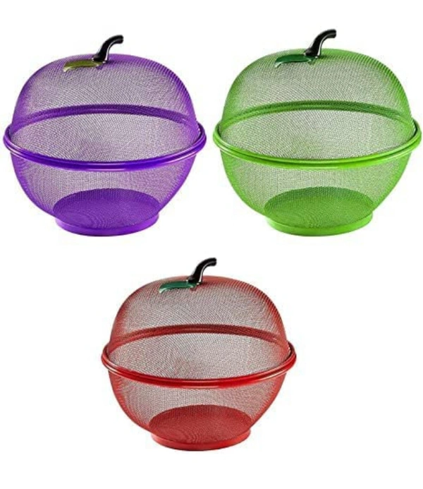 House Apple Shape Net Fruits Basket for Kitchen - Red