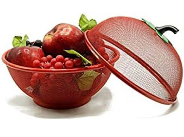 House Apple Shape Net Fruits Basket for Kitchen - Red