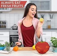 House Apple Shape Net Fruits Basket for Kitchen - Red