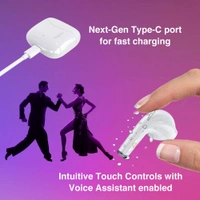 FINGERS Go-Tango True Wireless Earbuds [18 Hours Playback | Built-in Mic with SNC™ (Surround Noise Cancellation) - White