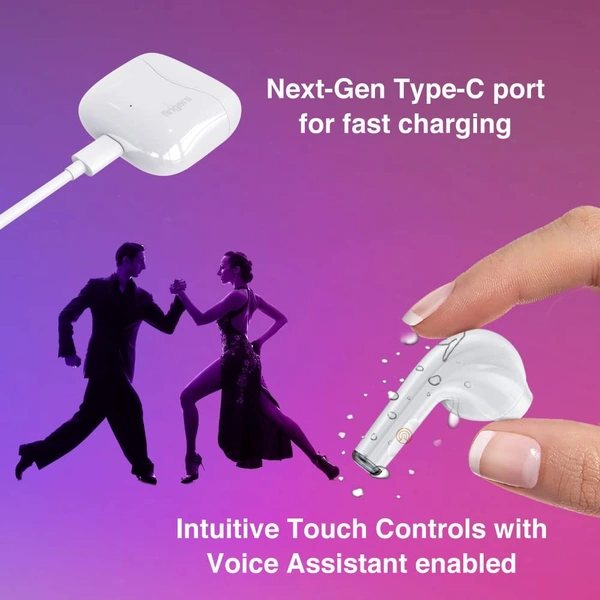 FINGERS Go-Tango True Wireless Earbuds [18 Hours Playback | Built-in Mic with SNC™ (Surround Noise Cancellation) - White