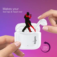 FINGERS Go-Tango True Wireless Earbuds [18 Hours Playback | Built-in Mic with SNC™ (Surround Noise Cancellation) - White