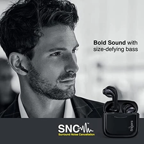 FINGERS Blackbeats Wireless in Ear Earbuds with ‎Built-in Mic (Piano Black) - Black