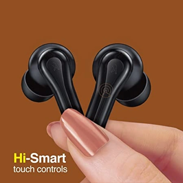 FINGERS Go-Hi Pods2 True Wireless Earbuds [28-Hour Playback, 10 mins Fast Charge for 3-Hour Music, Built-in Mic with Surround Noise Cancellation  - Black