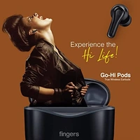 FINGERS Go-Hi Pods2 True Wireless Earbuds [28-Hour Playback, 10 mins Fast Charge for 3-Hour Music, Built-in Mic with Surround Noise Cancellation  - Black